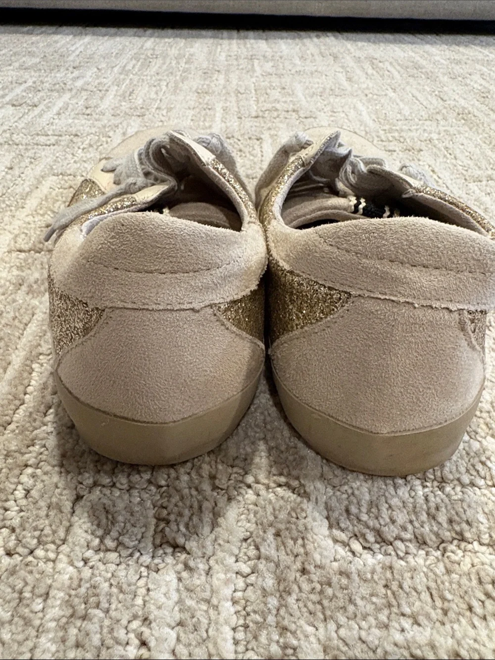 ShuShop Cream Lace-Up Sneakers with Glitter Star Accent - Picture 4 of 7